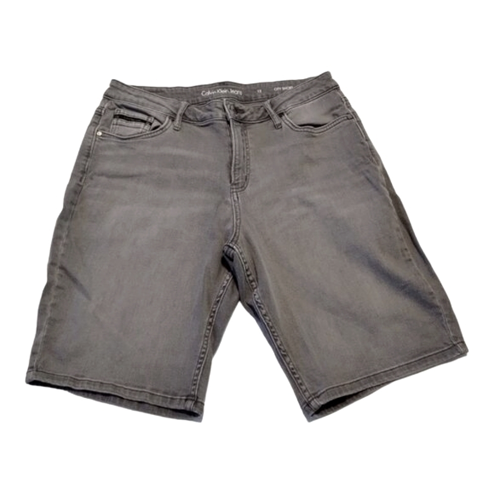 Calvin Klein Jeans Womens Bermuda Denim City Shorts Size 12 Gray Stretch Casual‎
